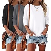 Bliwov 3 Pack 3/4 Sleeve Tops for Women Crewneck Basics Casual Work Tees Spring Summer Trendy T Shirts 2026 Clothes Blouses