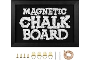 TORASO Chalkboard, Solid Wood Frame Magnetic Chalkboard Sign, Black Wood Framed Chalk Board for Wedding, Kitchen, Bar, Restaurant, Menu & Home Decor, Hanging Chalkboards, 8.5" x 12"(BK-2232)
