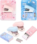 JYJLLM Mini Stapler Set 2 Sets 24/6 Staples Built-in Remover Black White Pink view 1