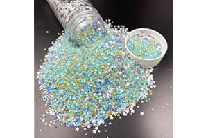 Edible Glitter Stars Christmas Sprinkles Sugar Sparkly 120g/4.2oz Sugar Crystals White Blue Gold Multi-Colored Blend, For Bak