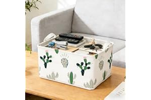 Rectangle Storage Basket Cute Canvas Organizer Bin for Pet Toys, Books, Clothes Perfect for Rooms/Playroom