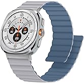 Anlinser Magnetic Bands Compatible with Samsung Galaxy Watch Ultra 2/1 Band 47mm for Men Women, Waterproof Silicone Sport Strap with Magnet Compatible with Samsung Watch Ultra, Gray/Blue