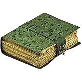 Vintage Journal Beautiful Garden Flower Embossed Leather-Antique Handmade Deckle Edge Vintage Paper Leather Bound Journal-Book of Shadows Journal-Grimoire-Sketch Drawing Journal & Writing Notebook 7x5 Inch