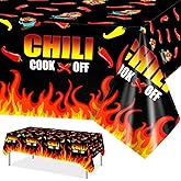 PHOGARY Chili Cook Off Tablecloth for Chili Cookoff Decor, Chili Pepper Tablecloths Disposable, Chili Cookoff Table Cloth Decorations for a Party, BBQ Mexican Chili Cooking Supplies - 51" x 87"(3)