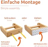 ECENCE Bamboo Wooden Toilet Roll Holder Wall Mounted No Drill Self Adhesive view 5