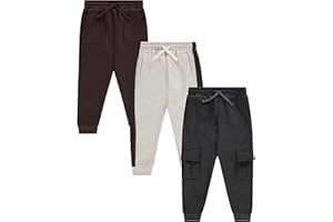 STITCH & STONE Boys' Jogger Pants Set - Comfortable, Durable, and Stylish - Pack of 3 with Pockets