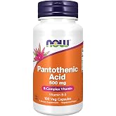 NOW Supplements, Pantothenic Acid 500 mg, B-Complex Vitamin, 100 Caps