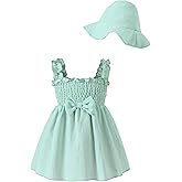Renotemy Baby Girl Dress Summer Outfits Toddler Girls Clothes Boho Casual Sundress Infant Flower Dresses with Cute Hat