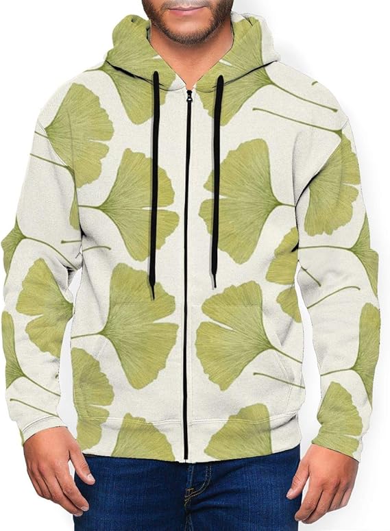 Amazon Co Jp 緑の銀杏の葉 メンズ パーカー ファッション カーディガン キャップ付き カジュアルウェア ジッパー 服 ファッション小物
