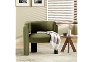 COLAMY Modern Velvet Accent Chair, Upholstered Barrel Side Chair, Comfy Round Upholstered Arm Chair with 3 Legs for Living Ro