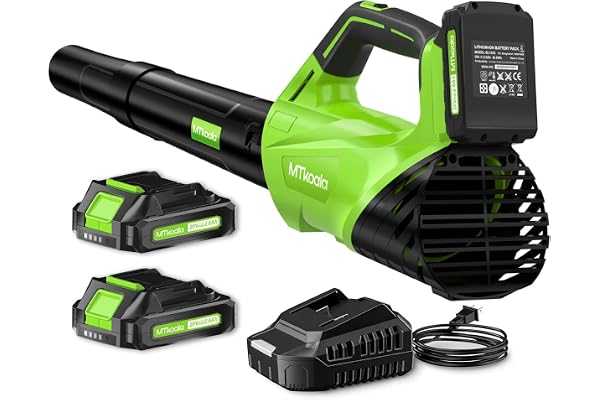 2026 Upgrade Leaf Blower, Leaf Blower Cordless with 2*2.6AH Batteries and Fast Charger, 450CFM &150MPH and 2 Speed Mode, Ligh