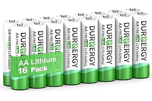 DURNERGY AA Lithium Battery, Double A Lithium Battery 16 Pack 3400mAh, with Doorbell, Smart Lock Deadbolt, Security Alarm System Non-Rechargeable