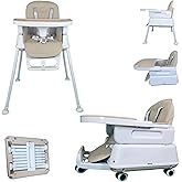 7-in-1 Fully Convertible Baby High Chair – From Newborn to Toddler Booster, Foldable & Portable, Easy-Clean Washable Cushion,