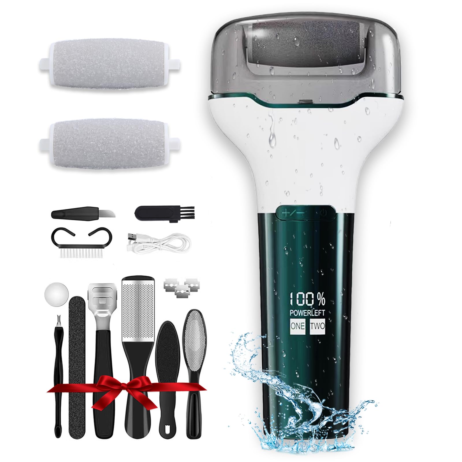 Photo 1 of *MISSING CHARGER* Electric Foot Callus Remover, Waterproof Foot Scrubber File, Rechargeable Portable Electronic Foot File, Pedicure Kits, Professional Pedicure Tools, Foot Care for Dead Skin, Ideal Gift Green