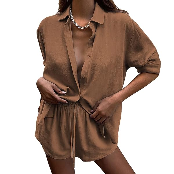 DEEP SELF LOUNGE SETS 2 PIECE BUTTON UP...