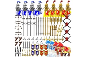 Nicolababe Weapon Pack for Minifigures Knight Weapons Set Accessories Kit Include Armor Helmet Cloaks Shield Barding Horses Compatible with All Major Brands (Medieval Weapon)