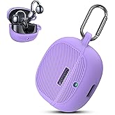 Clangpeony Silicone Case for JOYROOM OE3 Clip-On Earbuds, Shockproof & Scratch-Resistant Skin Protective Cover with Keychain, for OE3 Clip-On Earbuds Wireless Open Headphones Washable Case Purple