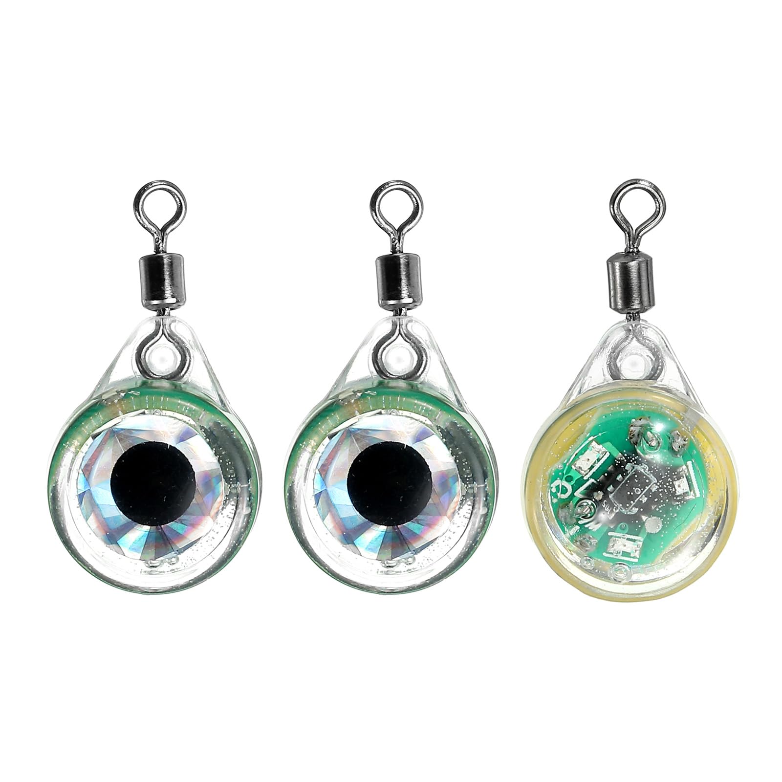 PATIKIL LED Fishing Lure Light, 3 Pcs Eye Shape Deep Drop Fishing Light LED Spoons Underwater Fishing Lights Lighted Bait Trolling Lures Rig Flashing Blue