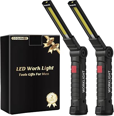Coquimbo LED Work Light 2 Pack Rechargeable Magnetic Inspection Lamp Black