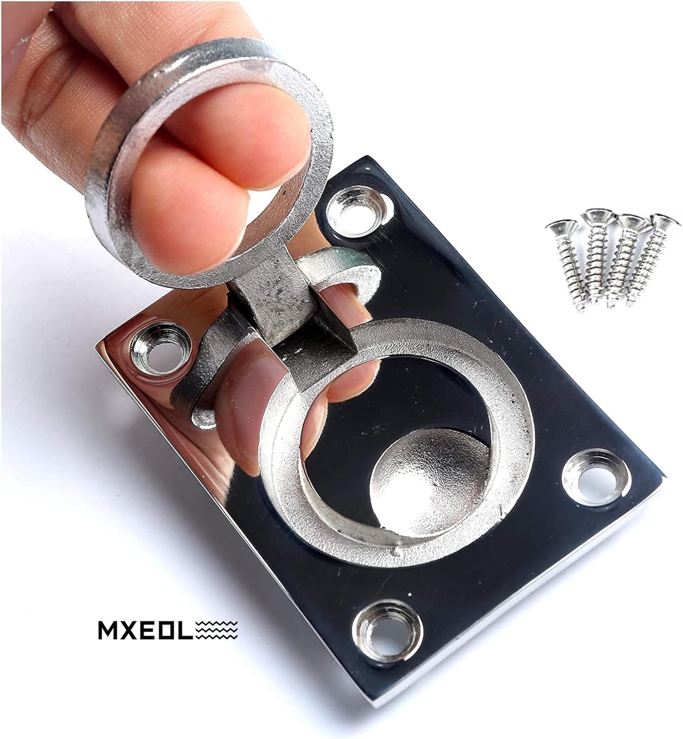 MxEol Boat Recessed Hatch Pull Handle Marine Locker Flush Lift Ring Stainless Steel Size 1-1/2 W/ Screws: Clothing
