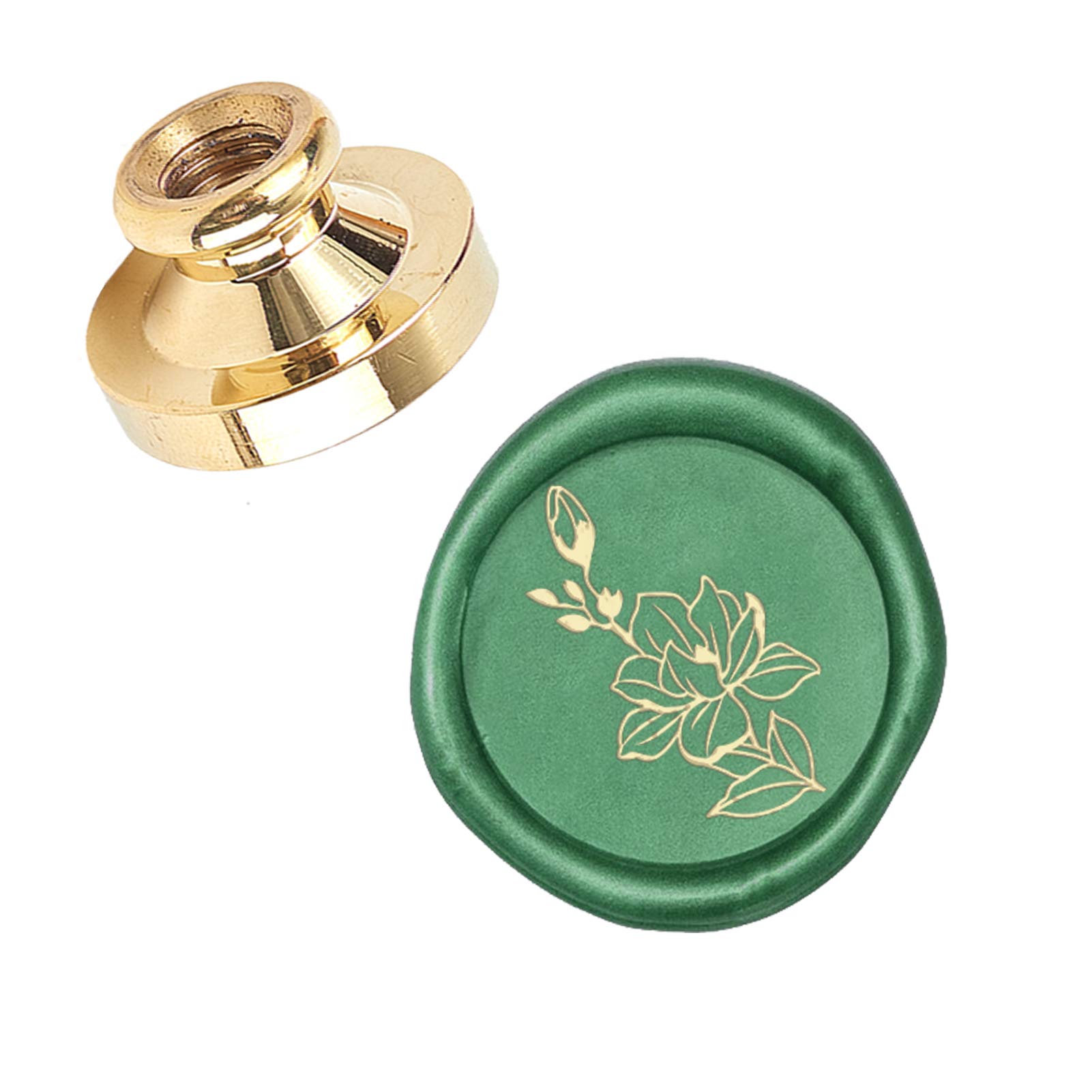 CRASPIRE Wax Seal Stamp Head Magnolia Removable Sealing Brass Stamp Head for Creative Gift Envelopes Invitations Cards Decoration