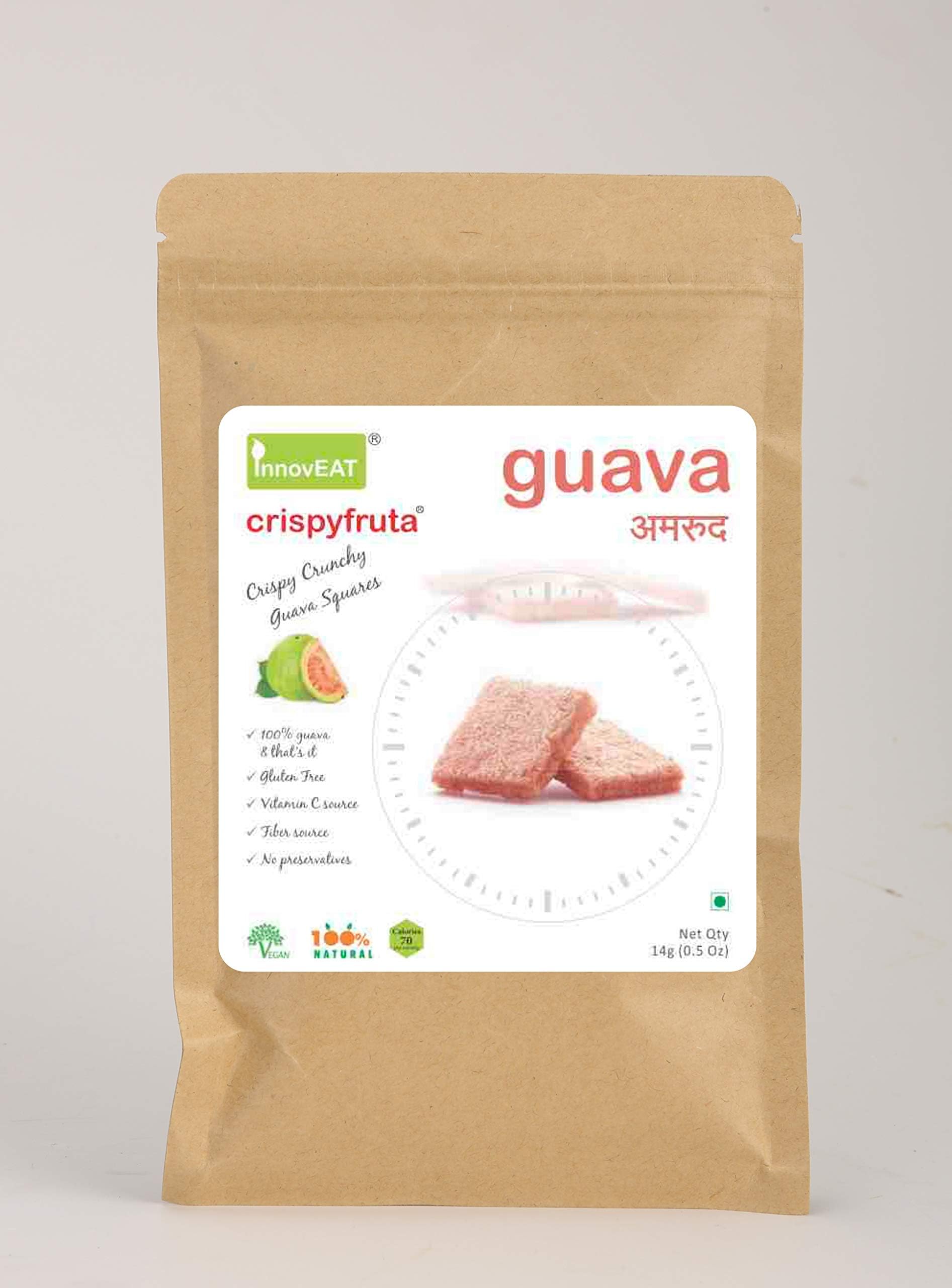 Crispyfruta Guava Freeze Dried Ready to Eat Healthy Snack - 14 Grams (Pack of 5)