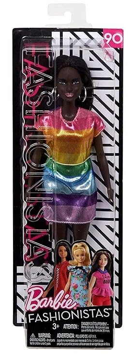Mattel Barbie - Fashionistas Puppe, im Glitzerkleid, mit Regenbogenmuster