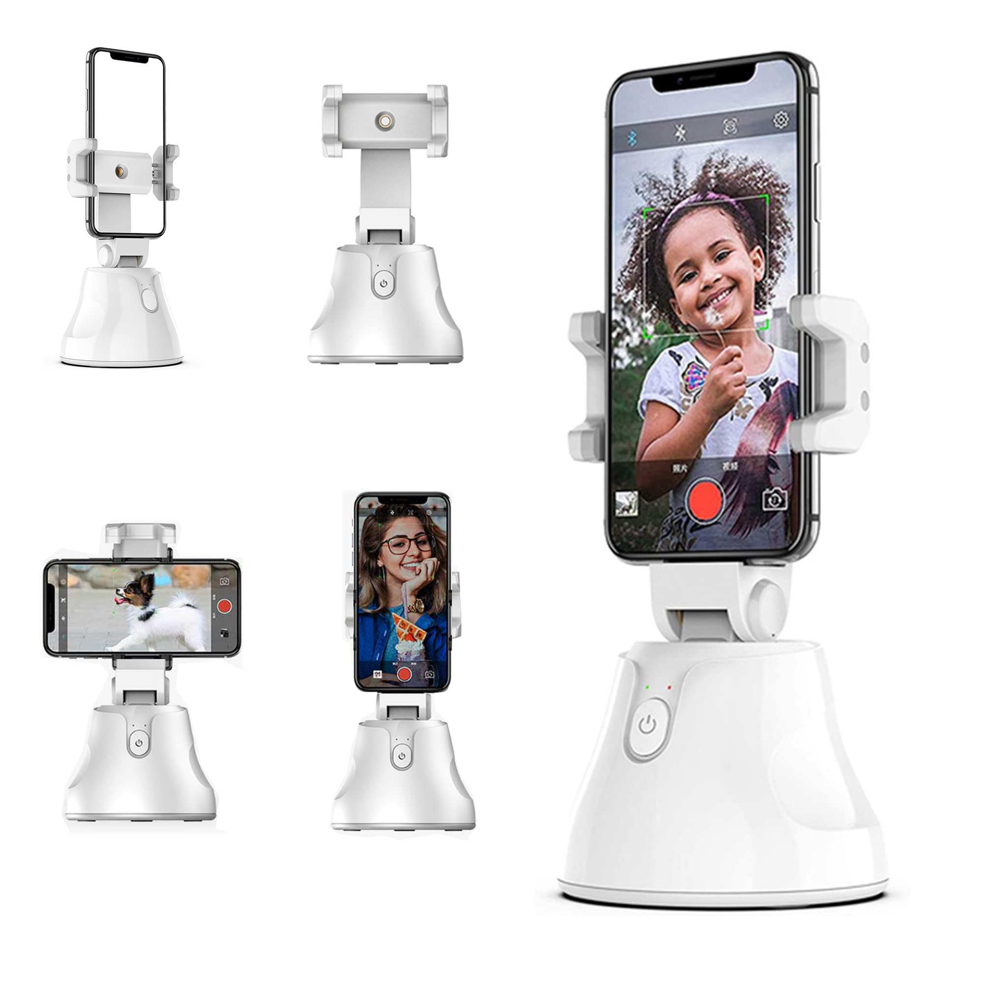 Phone Stand Smart Tracking Mobile, Gimbal Stabilizer for Smartphones, Auto Tracking Phone Holder 360 Rotation Auto Face Tracking For Following Shooting Phone Vlog Camera Mount (White)
