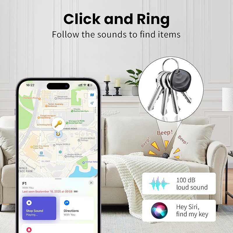 Tracker Tags Lot de 4 (iOS Uniquement), Smart Tag pour Valises/Clés