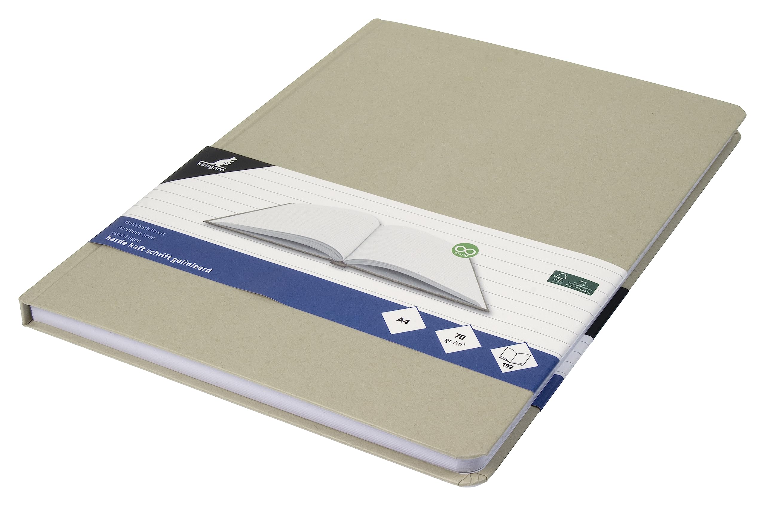 Kangaro Notebook kraft A4 96 sheets, 70 g, lined with blank lint, K-5523