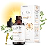 Pure Therapro Rx Vegan D3 + K2, Bone &amp; Heart Health, 5000 IU, 180 Servings | 100% Organic Liposomal, Maximum Absorption, Includes MK4 &amp; MK7 Vitamin K2, For Men &amp; Women, Made in USA