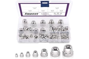 100Pcs 304 Stainless Steel Serrated Metric Acorn Cap Nuts Hex Dome Cap Assortment Kit, 7 Sizes - M3 M4 M5 M6 M8 M10 M12