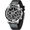 CEYADG Pagani Design Watches for Men Daytona Homage Quartz Chronograph Watch Japan VK63 Movement Ceramic Bezel Screw Down Crown Waterproof Sport Rubber Strap Mens Watches