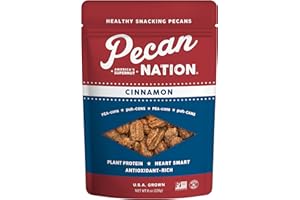 Pecan Nation Cinnamon Roasted Georgia Pecan Halves 8 oz., Natural, No preservatives, Antioxidant-Rich, Non-GMO, Healthy Snacking Pecans for Adults and Kids