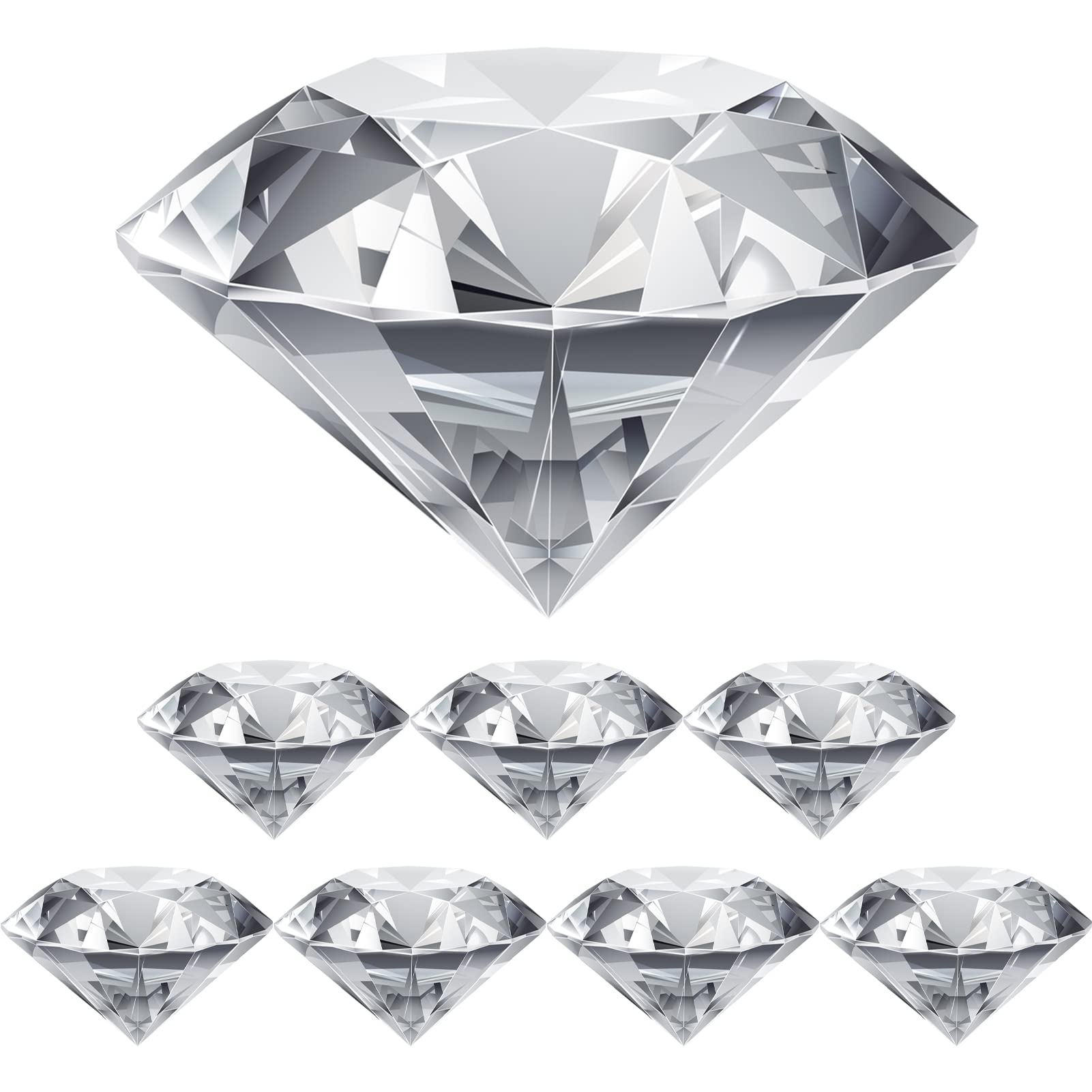 Cisolen 8 Pieces Clear Glass Diamonds Crystal Diamond Paperweight Glass Gems for Wedding Favour Decorations Paper Weights Home Decor Party Jewels Crystal Diamond Decoration 40 mm