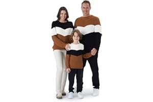 PATPAT Family Matching Knitted Pullover Sweaters Long Sleeve Color Block Knit Sweater Family Matching Outfits