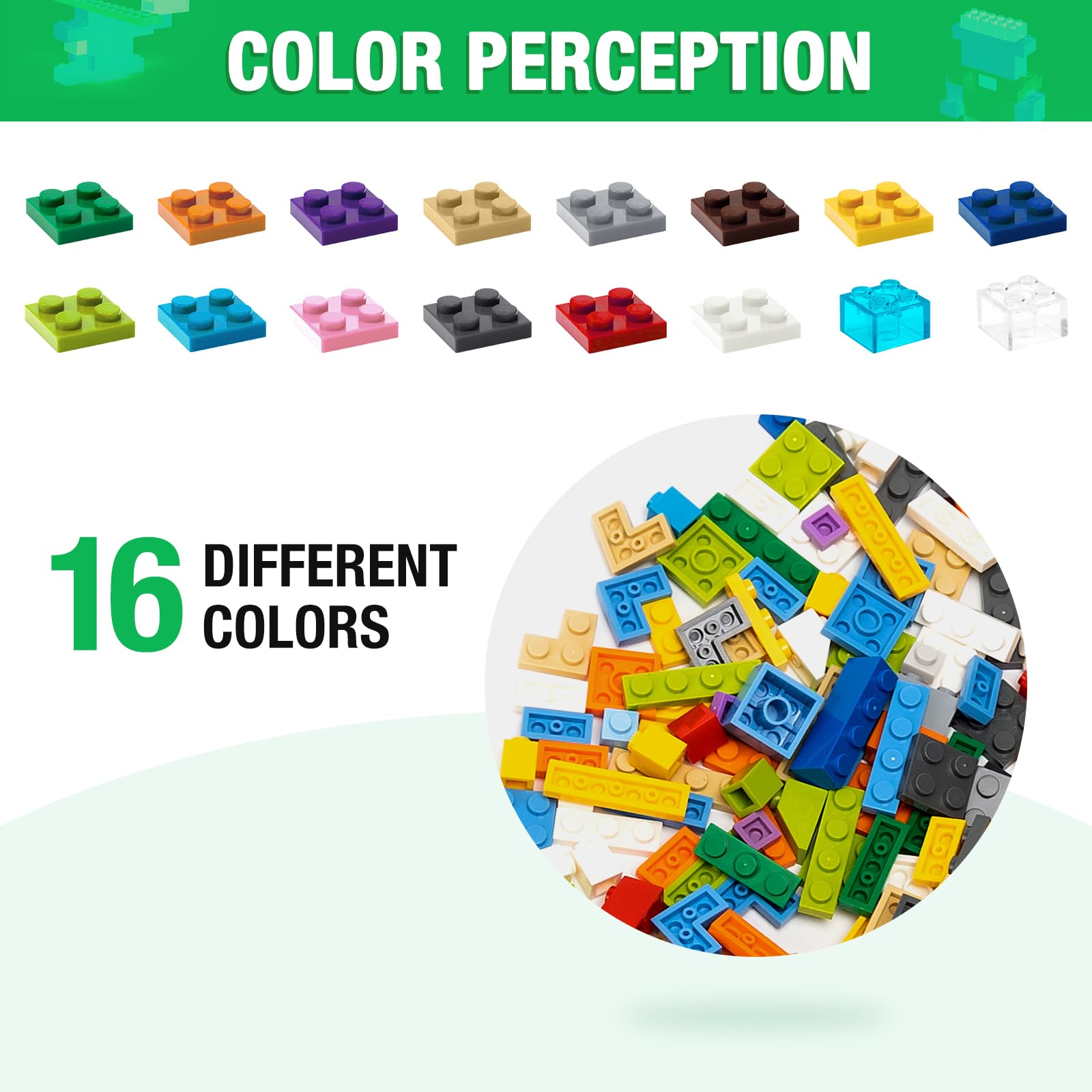 1600 Pieces Building Bricks, Building Bulk Block with 2 Packs 24x24 Studs Sticky Plate and 46PCS Wheel Accessory - Compatible with All Major Bricks, Gfits for Kid - 18 Shape/16 Color