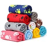 Tatuo 10 Pieces Pet Blankets with Paw Print Dog Cat Fleece Blankets Soft Warm Sleep Mat Pad Bed Cover for Kitten Puppy and Other Small Animals, 24 x 28 Inch(Bright Color)