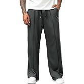 ZAFUL Men's Baggy Drawstring Elastic Waist Sweatpants with Pockets Solid Color Straight Patchwork Wide Leg Lounge Long Pants