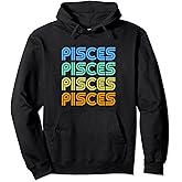 Pisces Vintage Retro Zodiac Sign Pisces Constellation Design Pullover Hoodie
