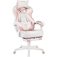 Zeanus Pink Gaming Chair Gaming Chairs for Adults PC Game Chair for Girls Computer Chair with Footrest Office Swivel Ergonomic Racing Style Reclining Gaming Computer Chair with Massage High Back