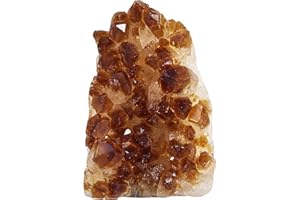 dssmboom Natural Raw Citrine Crystal Cluster Mineral Specimen for Meditation and Chakra Balancing, Decorative Feng Shui Stone Citrine Geode Cluster for Wealth, 201g-300g