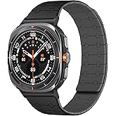 Amizee No Gap Band Compatible with Samsung Galaxy Watch Ultra (2025/2024) Band 47mm, 22mm Magnetic Sport Silicone Strap for Women Men, Black/Gray
