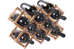 PENGKE Wood Wine Rack Freestanding Wine Rack,10 Bottles Countertop Free Stand Wine Storage Holder Protector for Red White Wine