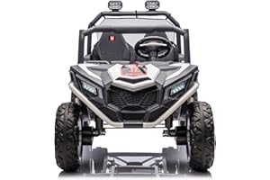 u URideon XXXL Kids Ride on Cars Truck, 24V 10AH 4WD Kids UTV,2 Seater Battery Powered Electric Cars with Metal Frame, Remote Control,EVA Tires (White)