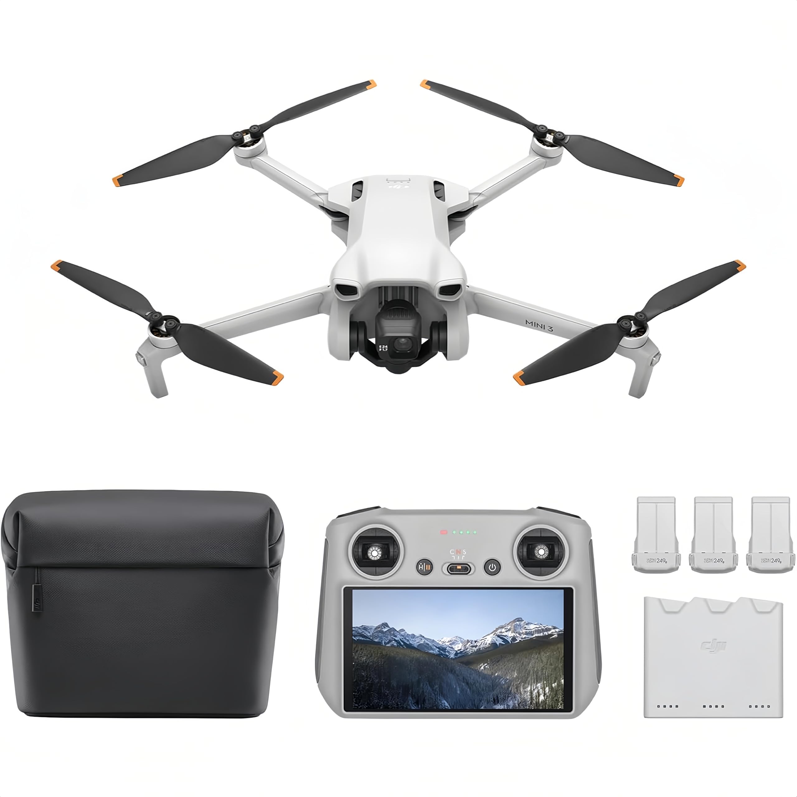 DJI Mini 3 Fly More Combo (con DJI RC) – Mini drone con fotocamera leggero e pieghevole con video in 4K HDR, autonomia di 38 minuti, Riprese verticali native e funzioni intelligenti, C0