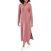 BTFBM Womens Fall Fashion 2025 Sweater Dress Casual V Neck Long Sleeve Slit Knit Oversized Sweaters Winter Maxi Dresses