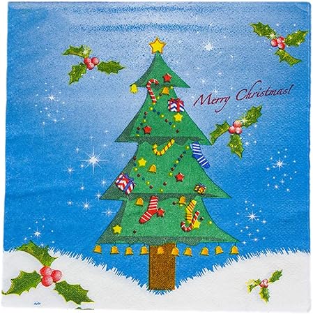 Decorazioni Natalizie Con Tovaglioli.Bestoyard 40pcs Natale Tovaglioli Di Carta Con Decorazioni Albero Di Natale Modello Albero Di Natale Amazon It Casa E Cucina