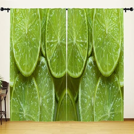 Migant Lemon Window Curtains Decor Summer Cool Fruit Lime