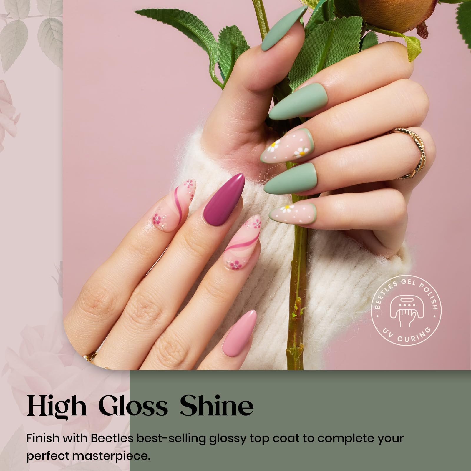 Beetles Gel Nail Polish Set 6 Colors Nude Green Blue Burgundy Purple Gel Nail Polish Kit Glitter Gel Nail Polish Soak Off Uv Lamp Salon Nail Art Design for Women - Image 4